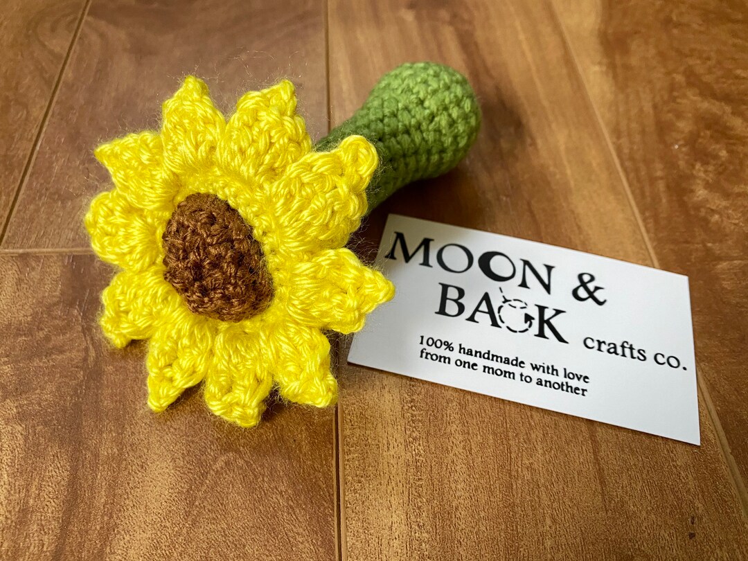 Sunflower Rattle Flower Rattle Crocheted Rattle Grasping Etsy