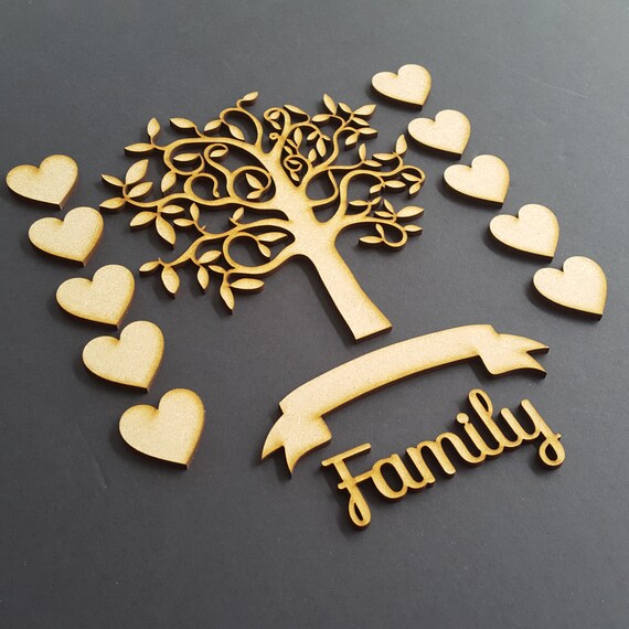 Family Tree Set Family Tree Gift Frame 10 Hearts Banner Etsy