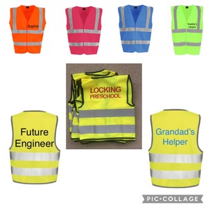 Kids high vis vest construction kids fancy dress construction costume image 1