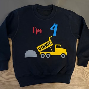 Dumper truck - tipper - birthday personalised top - jumper - sweatshirt - tshirt - construction top