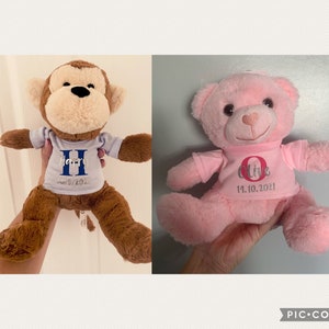Newborn baby gift - birthdate teddy - christening keepsake - personalised teddy bear