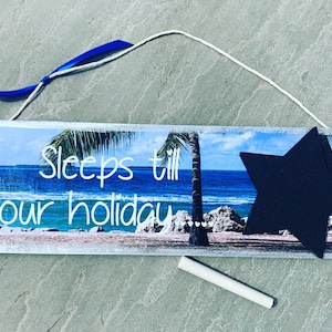 Holiday countdown plaque - chalkboard count down plaque - sleeps till holiday plaque chalk - kids holiday vacation sign countdown trip -