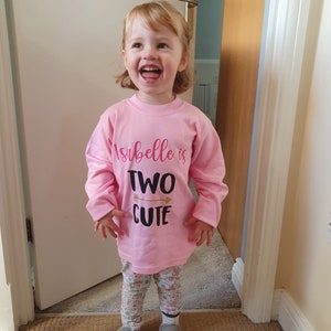 Two year old birthday tshirt - two cute - personalised 2nd birthday top - 2nd birthday theme cute - girls birthday