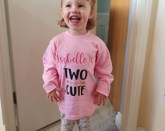 Two year old birthday tshirt - two cute - personalised 2nd birthday top