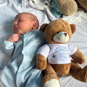New baby gift - name Teddy - kids birthday - personalised toy - teddy with clothes -kids soft toy - teddy bear