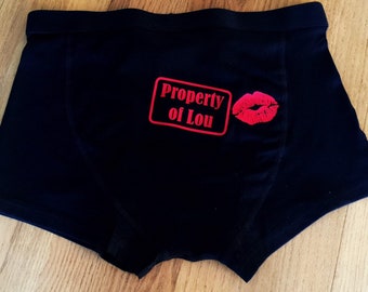 Property of boxers - valentines day gift - novelty pants - boyfriend husband valentines boxers - groom gift - wedding gift - bride - couples