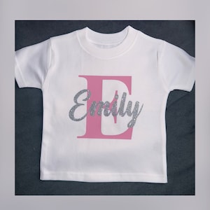 Initial tshirt - baby kids name tshirt top - personalised newborn child’s gift - birthday