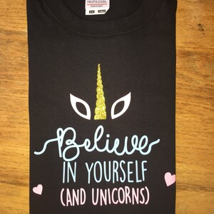 Unicorn tshirt - kids name unicorn tshirt - personalised girls unicorn tshirt - glitter top - unicorn top - unicorn fan