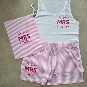 Personalised future bride pyjamas - mrs pjs - bride to be pjs -future Mrs pyjamas - cotton bride pjs