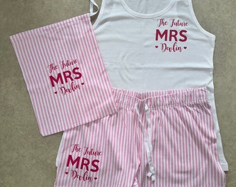 Personalised future bride pyjamas - mrs pjs - bride to be pjs -future Mrs pyjamas - cotton bride pjs