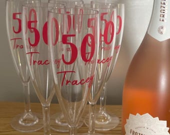 Reusable party glasses - polycarbonate - unbreakable - personalised birthday prom glasses - events hen stag party
