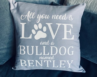 Personalised Dog Cushion – Any Breed, Custom Pet Name Gift (15x15 inch)