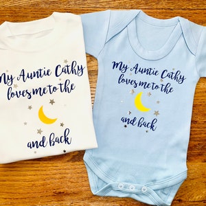 Auntie baby niece nephew gift - niece nephew gift - niece -  nephew - aunt - best auntie - loves you to the moon and back baby outfit