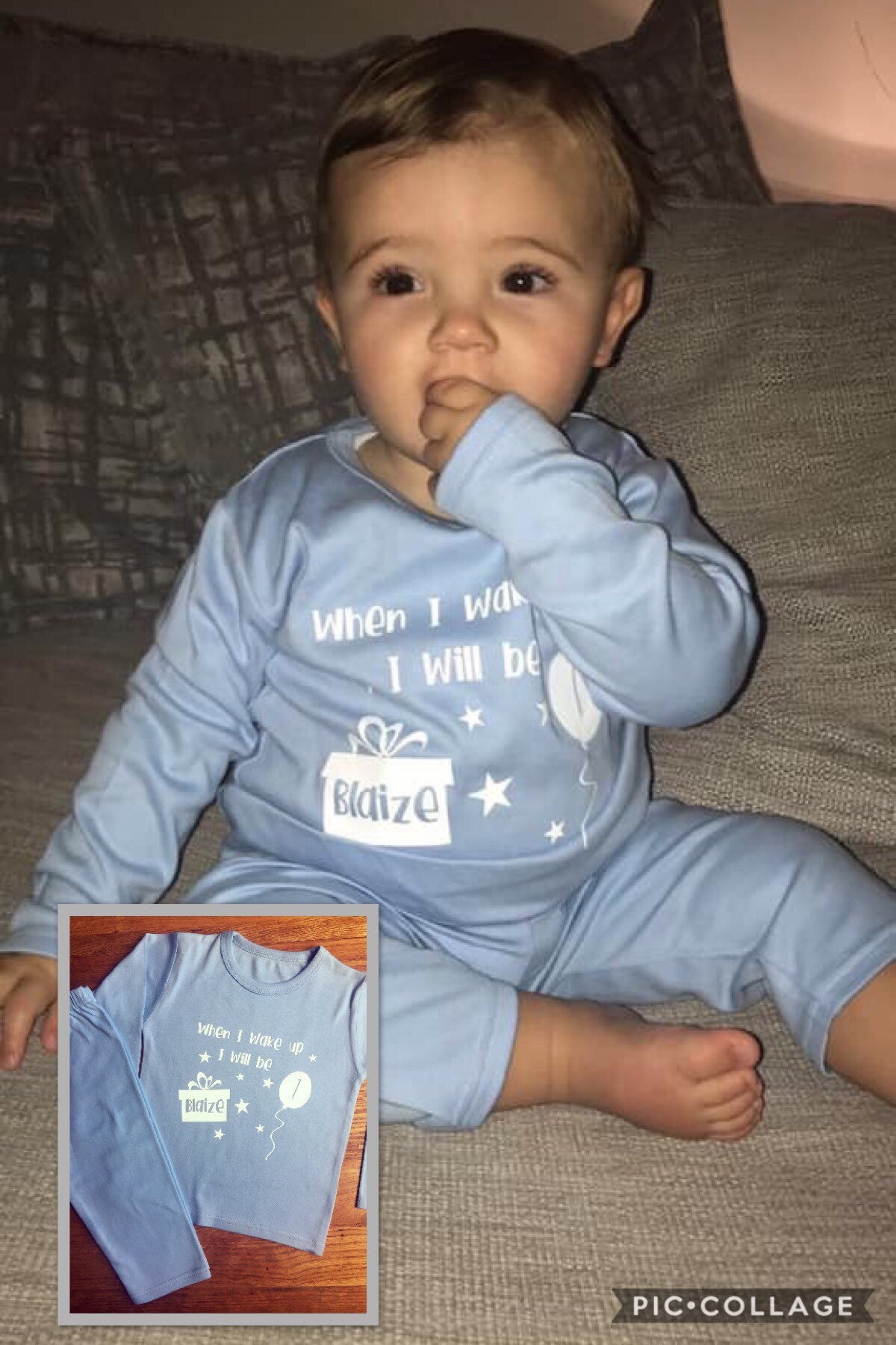 Personalised 1 and Name Prince White Pyjamas Birthday First Gift Pjs Boys Blue