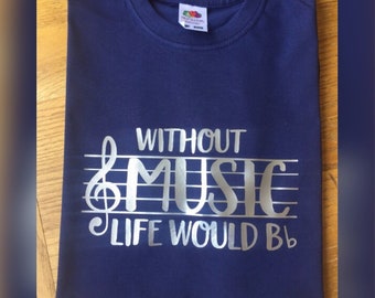 Music lover gift - music fan tshirt - without music life would be flat - music christmas gift - music birthday gift - secret santa