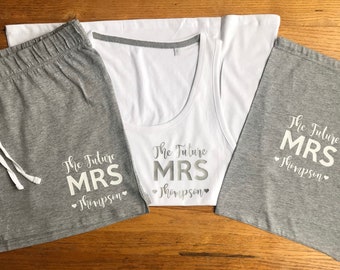 Personalised future bride pyjamas - mrs pjs - bride to be pjs -future Mrs pyjamas - cotton bride pjs - wedding - hen party bridal party