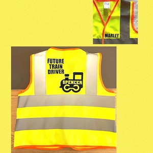 Future train driver - high vis - train fan- personalised train top - dressing up - train theme birthday - train kids dress up - construction
