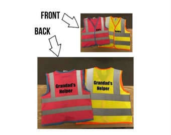 Kids personalised high vis vest - any text - construction kids fancy dress - construction costume - Father’s Day - dad daddy grandad
