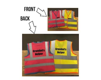 Kids personalised high vis vest - any text - construction kids fancy dress - construction costume - Father’s Day - dad daddy grandad