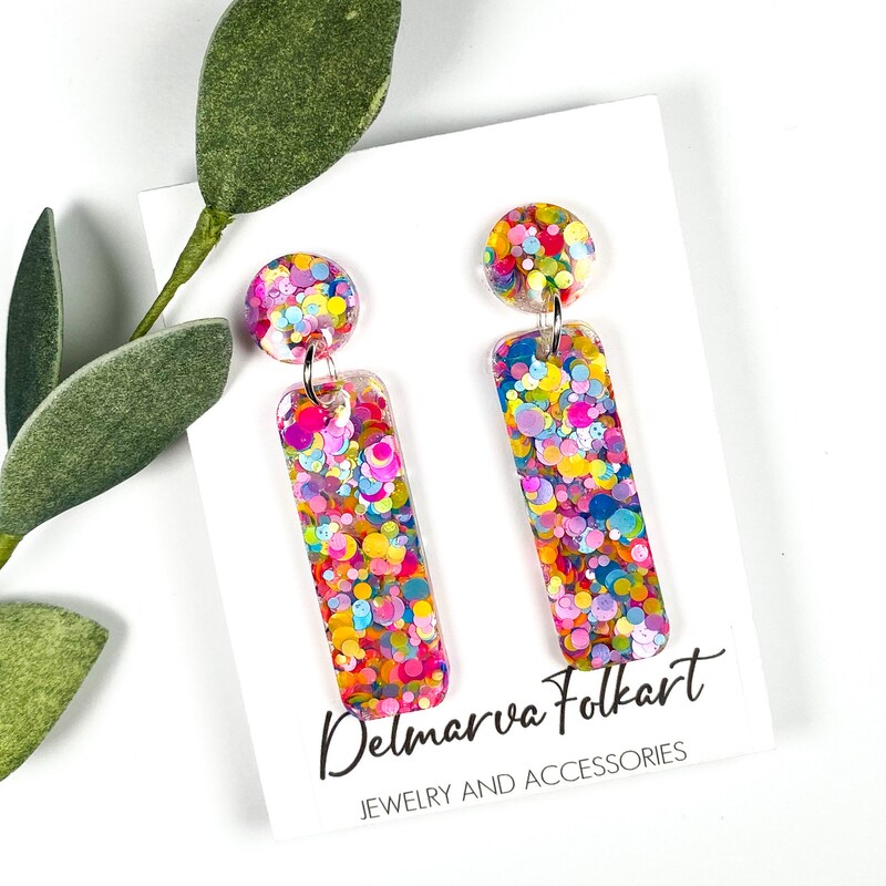 Purple Confetti Top Earring