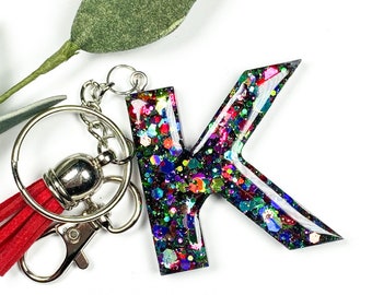 Gifts for Girls, Letter Keychain, Custom Alphabet Initial Handbag Charm, Resin Glitter Car Accessories, Customized gift for women