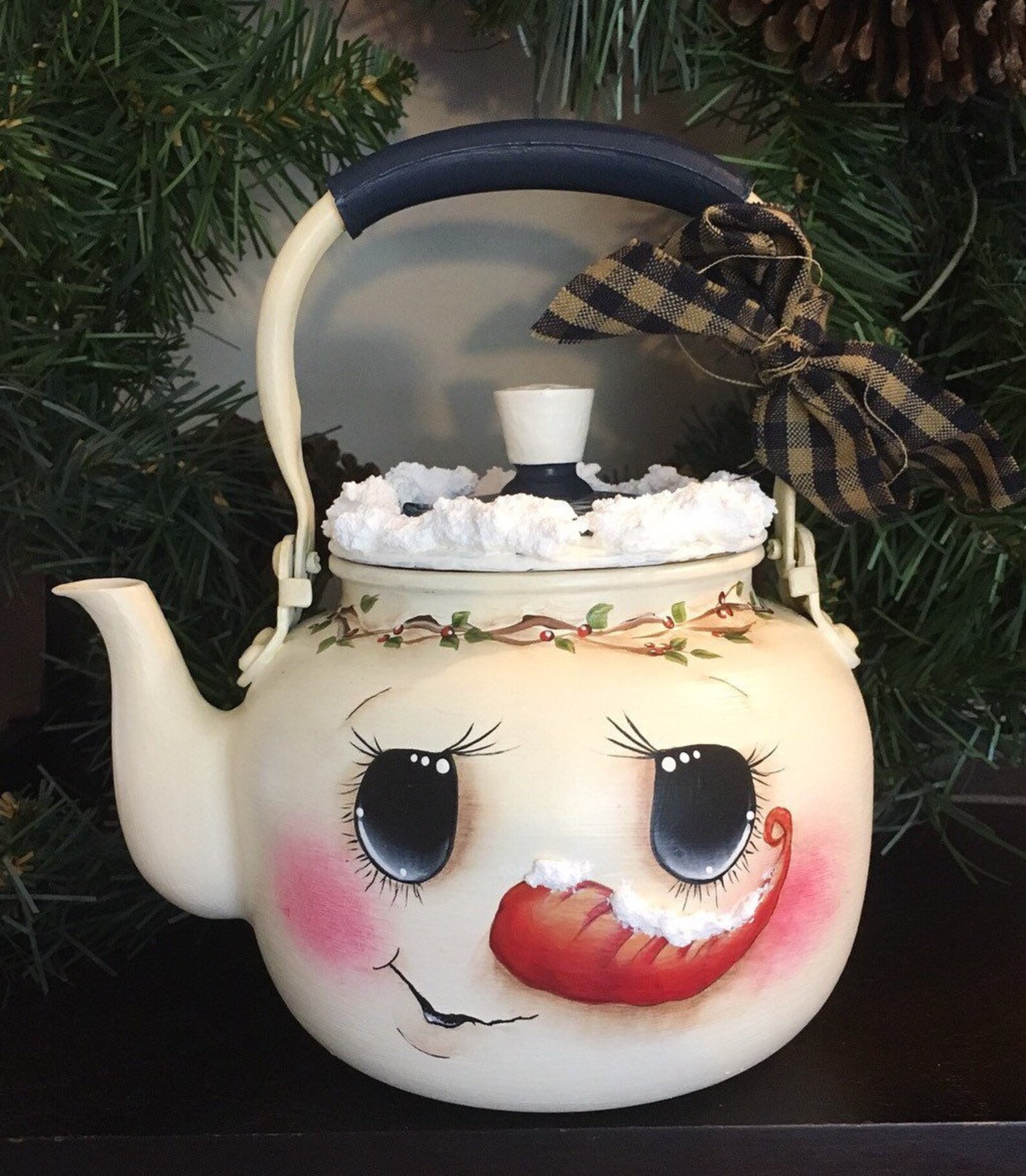Hand Painted Snowman Teapot / Christmas decorations / kitchen Etsy
