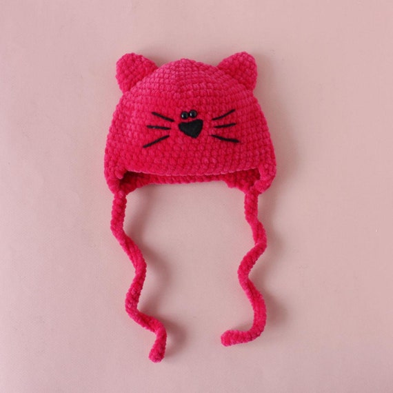 Pink Hat Crochet Newborn Hat Cat Hat Baby Girl Hat Pink Pussyhat Newborn Hospital Hat New Baby Hat Newborn Gift Knitted Hat Knit Hat
