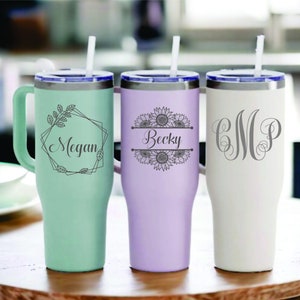 NEW!  Personalized Tumbler | Personalized 40 oz Tumbler with Lid and Two Straws | Laser Engraved | Personalized Tumblers | Custom Tumbler