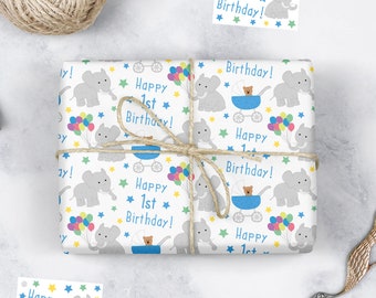 boys 1st birthday wrapping paper