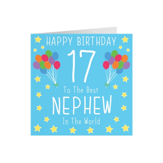 Carte Du Neveu 17e Anniversaire Joyeux Anniversaire 17 Etsy Canada