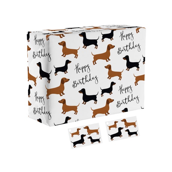 Hunts England Happy Birthday Dachshund Dog Fun Wrapping Paper for Men /  Women Includes Gift Tags Happy Birthday Gift Wrap Iconic -  Finland