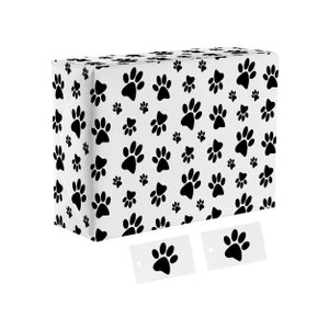 Black Dog/Cat/Animal Paw Prints on Orange Wrapping Paper