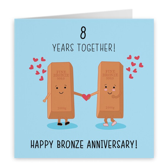 8th Wedding Anniversary Card - Bronze Anniversary - Iconic