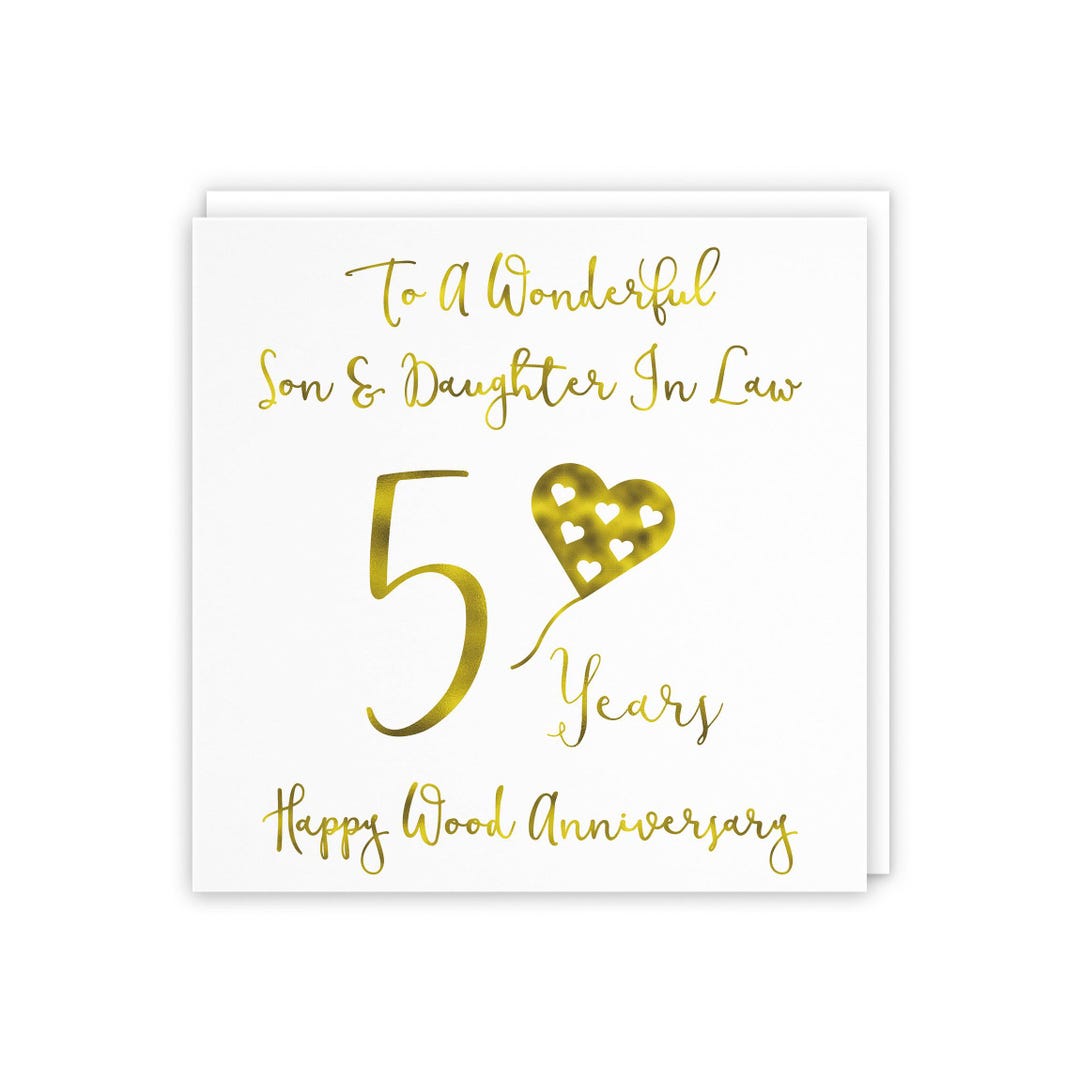 Son and Daughter in Law 5th Anniversary Card - 'to A Wonderful Son ...