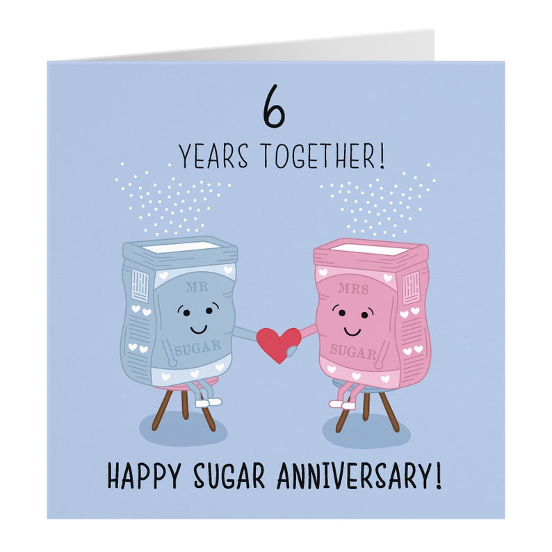 6th Wedding Anniversary Card Sugar Anniversary Iconic Etsy