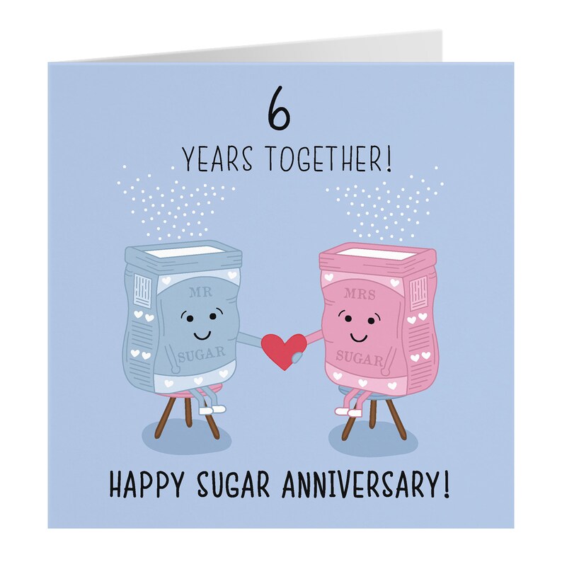 6th Wedding Anniversary Card Sugar Anniversary Iconic Etsy