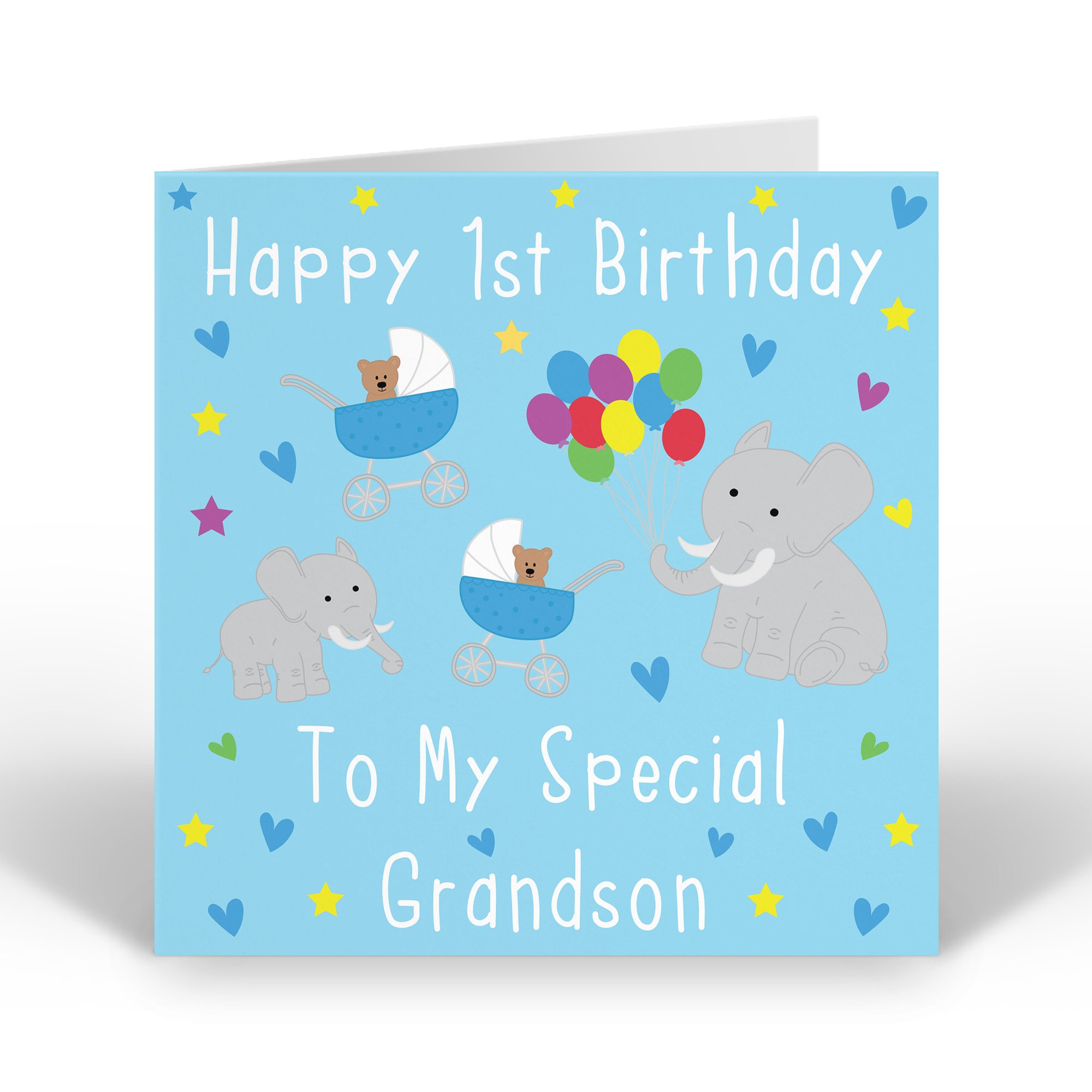 Grandson 1st Birthday Card 'Happy 1st Birthday' | Etsy