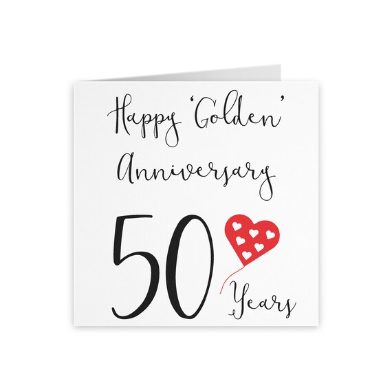 50th Wedding Anniversary Card Happy 'golden' Etsy