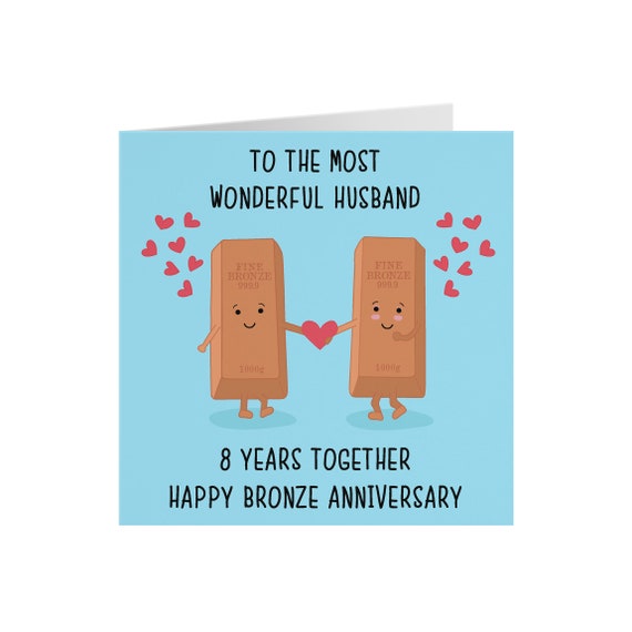 Husband 8th Anniversary Card - to the Most Wonderful Husband - 8