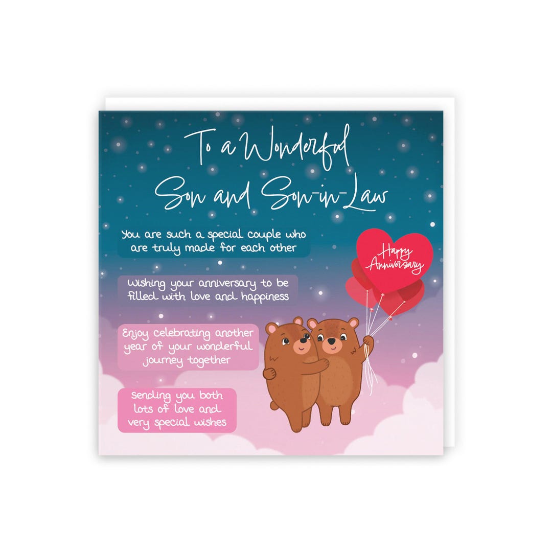 Hunts England - Son and Son in Law Poem Anniversary Card - Starry Night ...