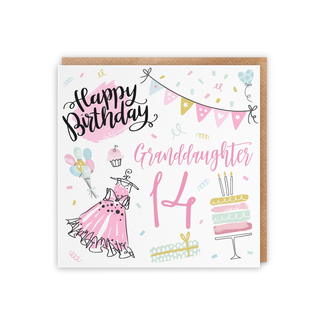Granddaughter 14th Birthday Card Happy Birthday - Etsy