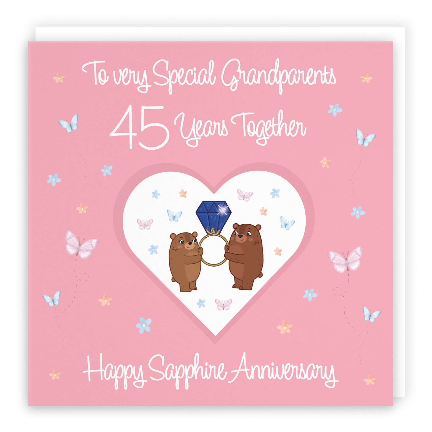 Hunts England Biglietto di auguri per il 45° anniversario di mamma e papà, con scritta in inglese To A Wonderful Mum & Dad 45 Years Together, Happy Sapphire Anniversary, collezione iconica