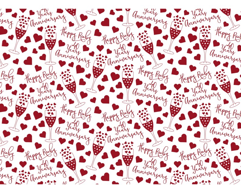 Ruby Anniversary Gift Wrap High Quality Wrapping Paper For A 40th