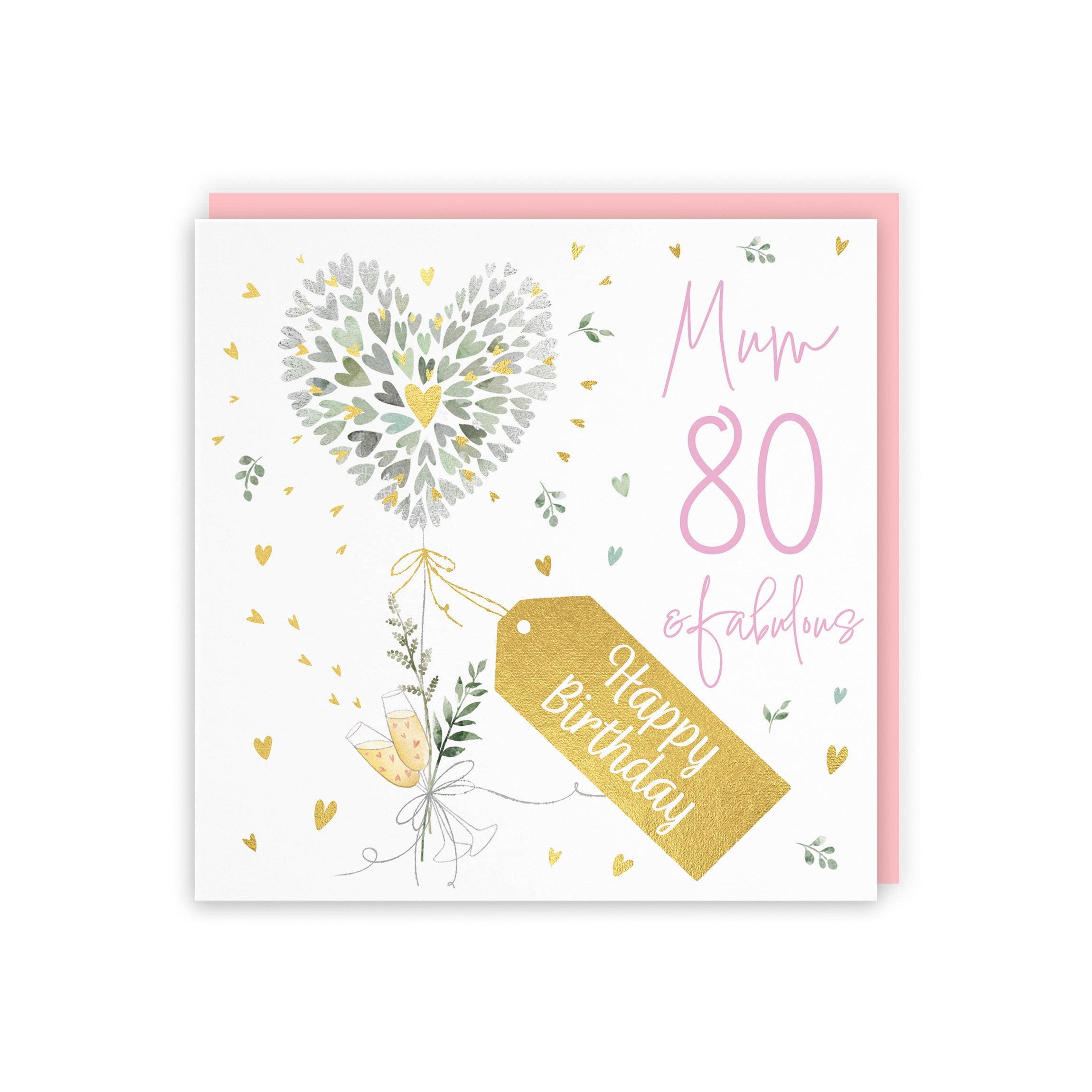 Hunts England Geburtstagskarte 'Happy Birthday Mum' 80. Geburtstag — 21x21 Cm, FSC-zertifiziert, Mit Umschlag