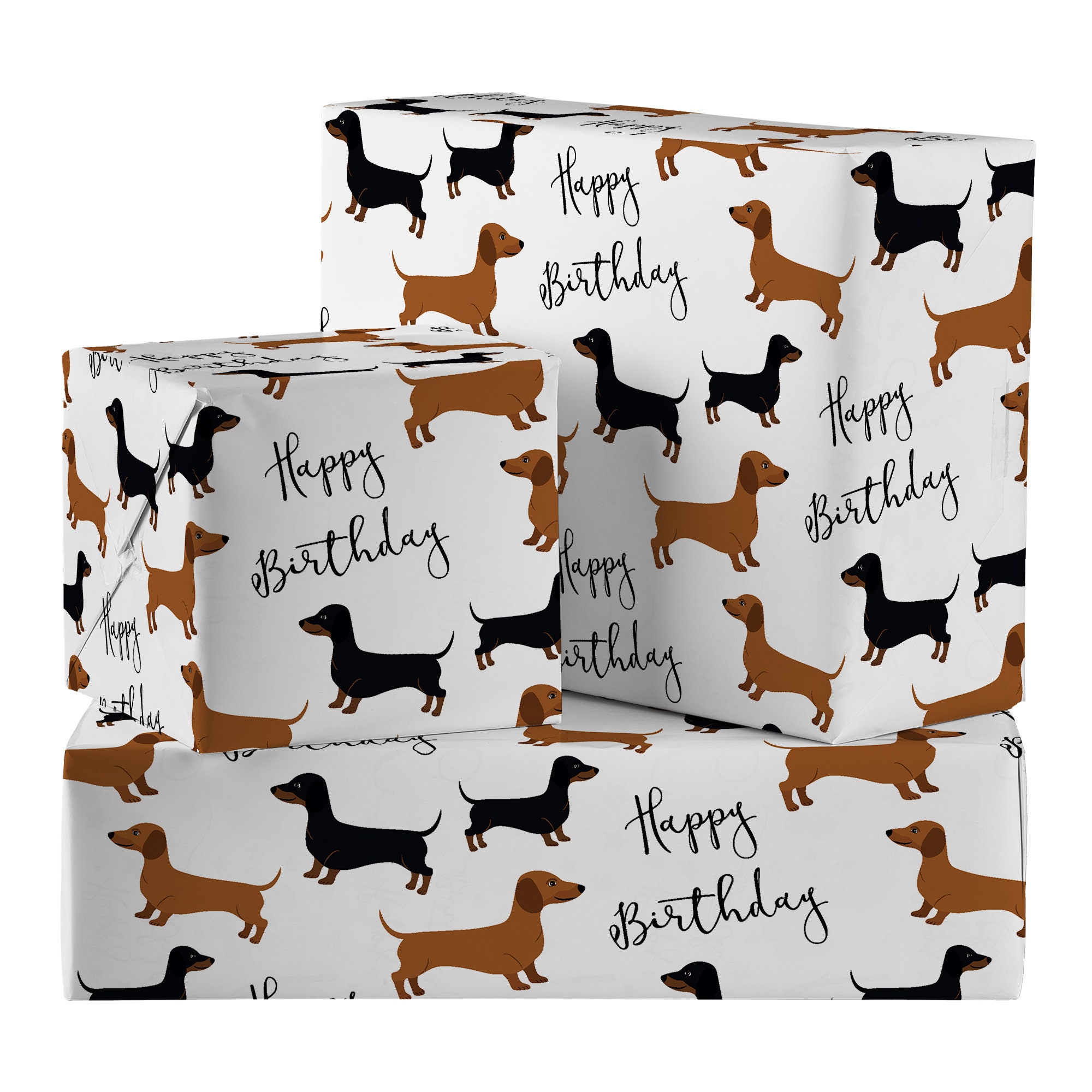 Hunts England Happy Birthday Dachshund Dog Fun Wrapping Paper for Men /  Women Includes Gift Tags Happy Birthday Gift Wrap Iconic -  Finland
