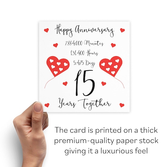 15th Wedding Anniversary Card - 15 Years Together - Happy