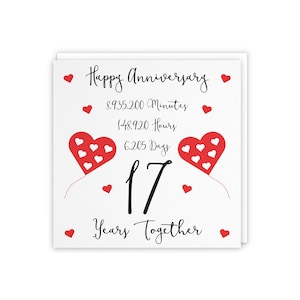 17th Wedding Anniversary Card - 17 Years Together - Happy