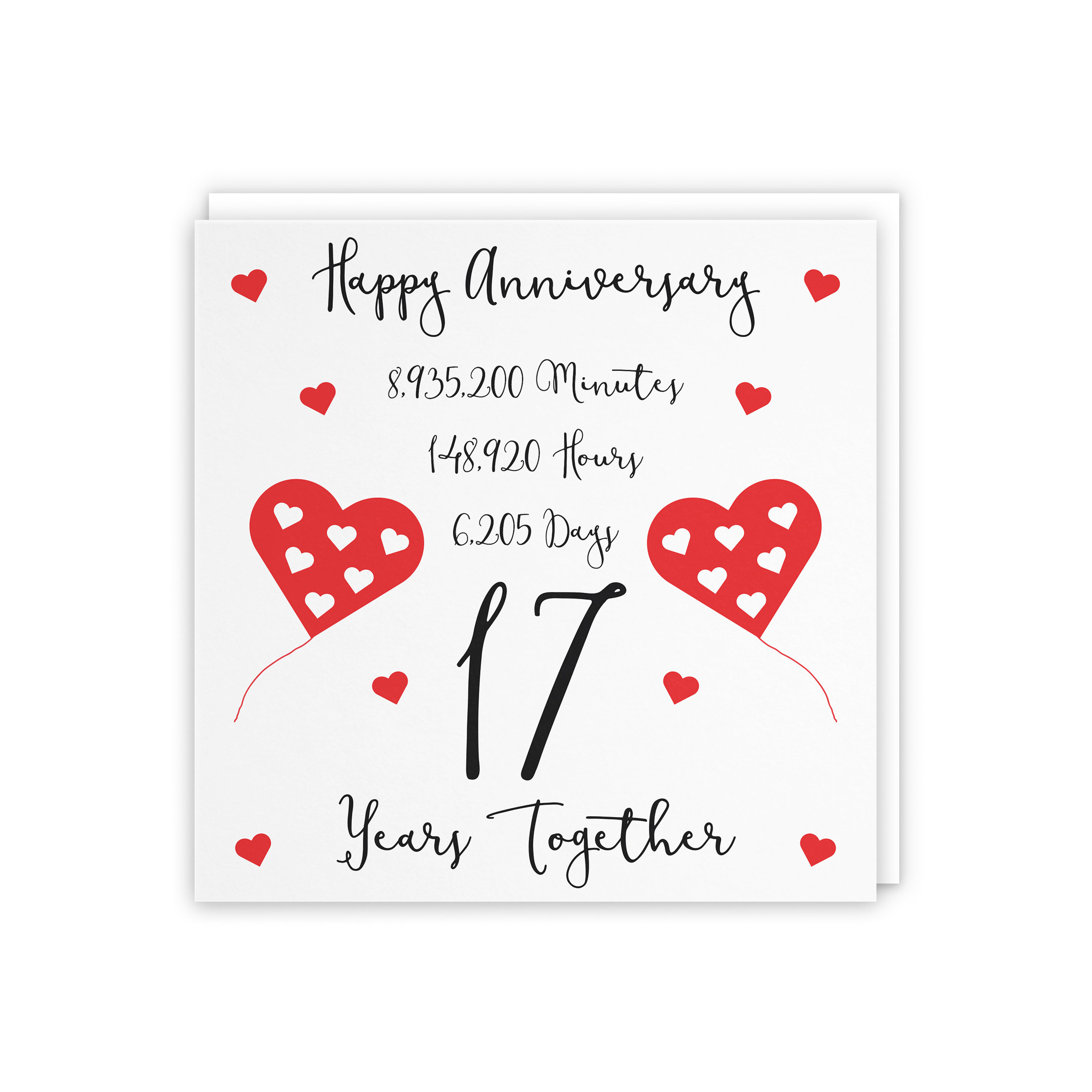 17th Wedding Anniversary Card - 17 Years Together - Happy