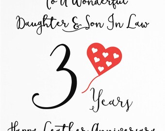 Hunts England Große Jubiläumskarte Zum 3. Hochzeitstag Für Sohn & Schwiegertochter – 21x21 Cm