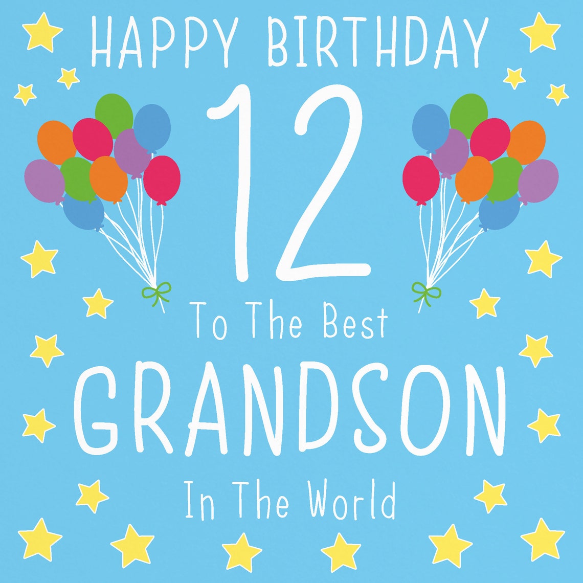 Grandson 12th Birthday Card Happy Birthday 12 to the - Etsy